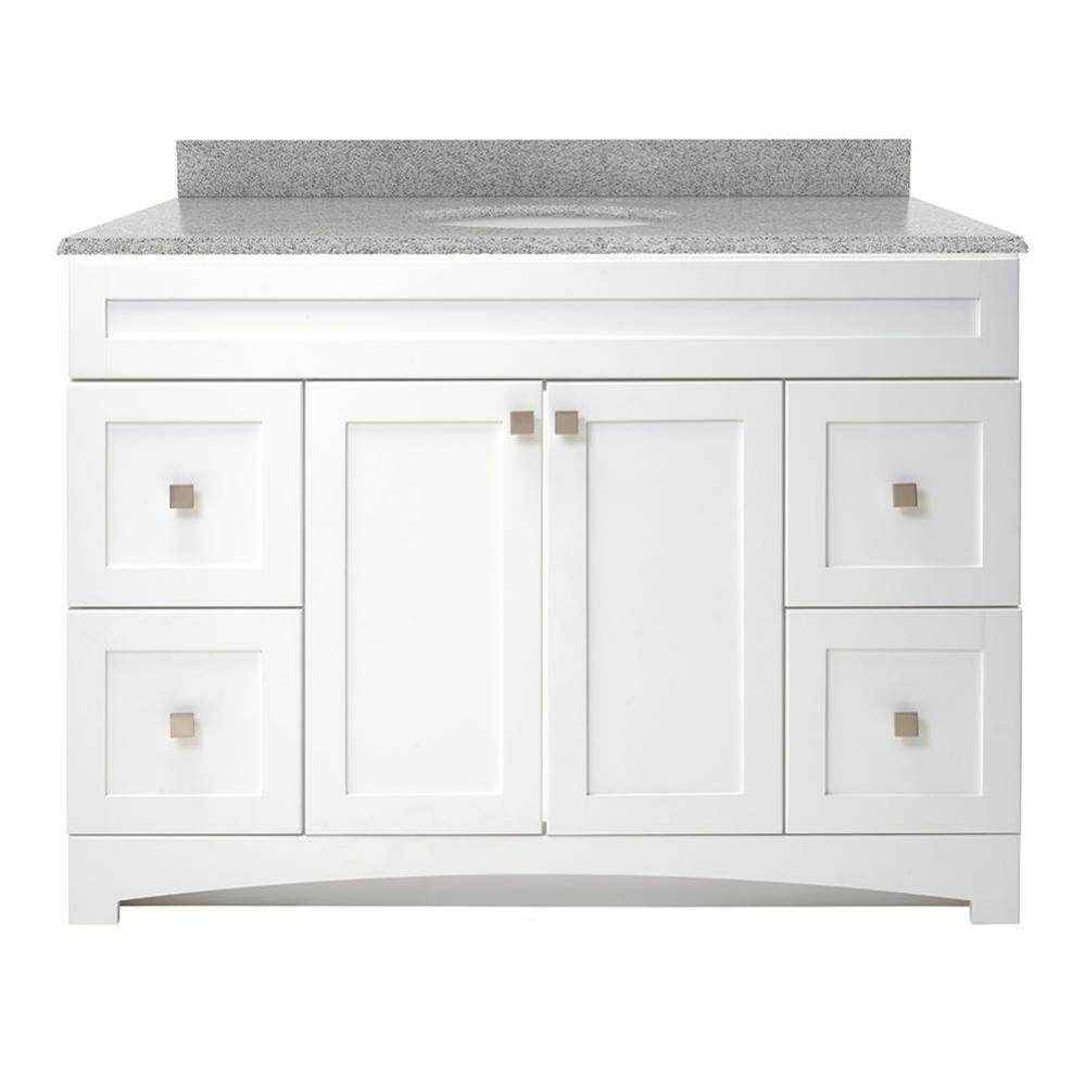 Monterrey 49'' Flat White Vanity with Rushmore Grey Granite Top