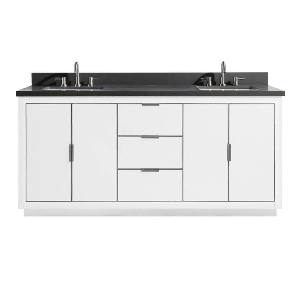 Avanity Austen 73 in. Vanity Combo in White with Silver Trim and Gray Quartz Top