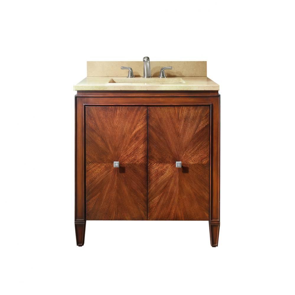 Avanity Brentwood 31 in. Vanity in New Walnut finish with Crema Marfil Marble Top