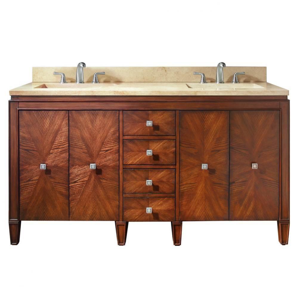 Avanity Brentwood 61 in. Double Vanity in New Walnut finish with Galala Beige Marble Top