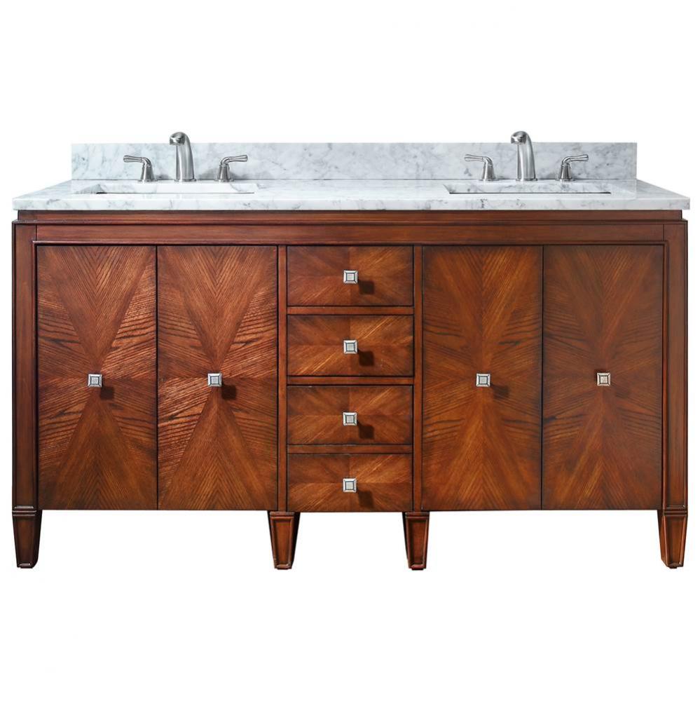 Avanity Brentwood 61 in. Double Vanity in New Walnut finish with Carrara White Marble Top