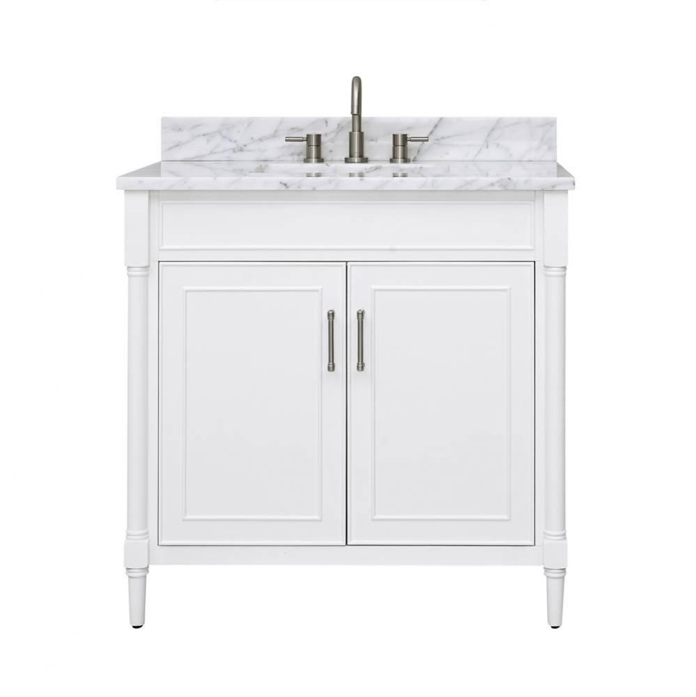 Avanity Bristol 37 in. Vanity Combo in White and Carrara White Marble Top