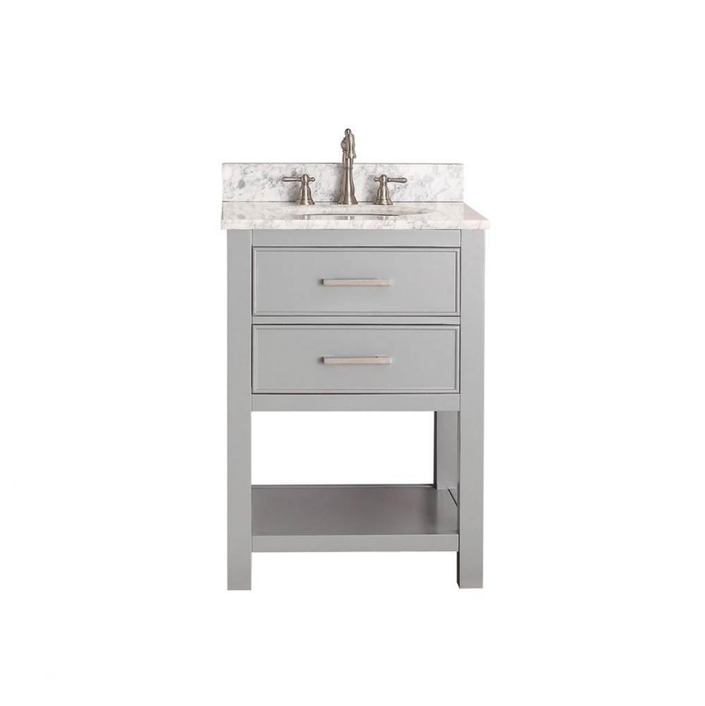 Avanity Brooks 25 in. Vanity in Chilled Gray finish with Carrara White Marble Top