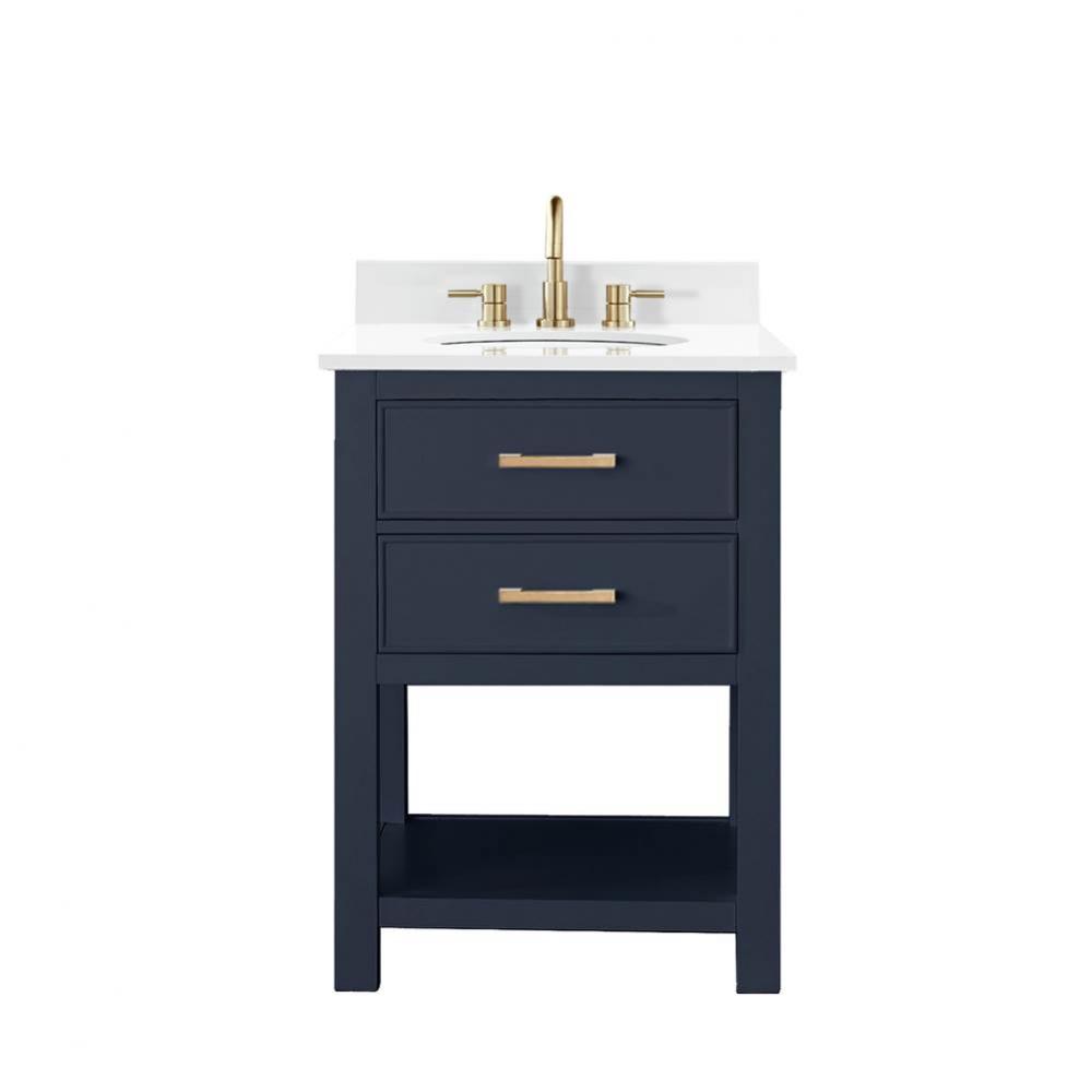 Avanity Brooks 25 in. Vanity in Navy Blue finish with Engineered White Stone Top