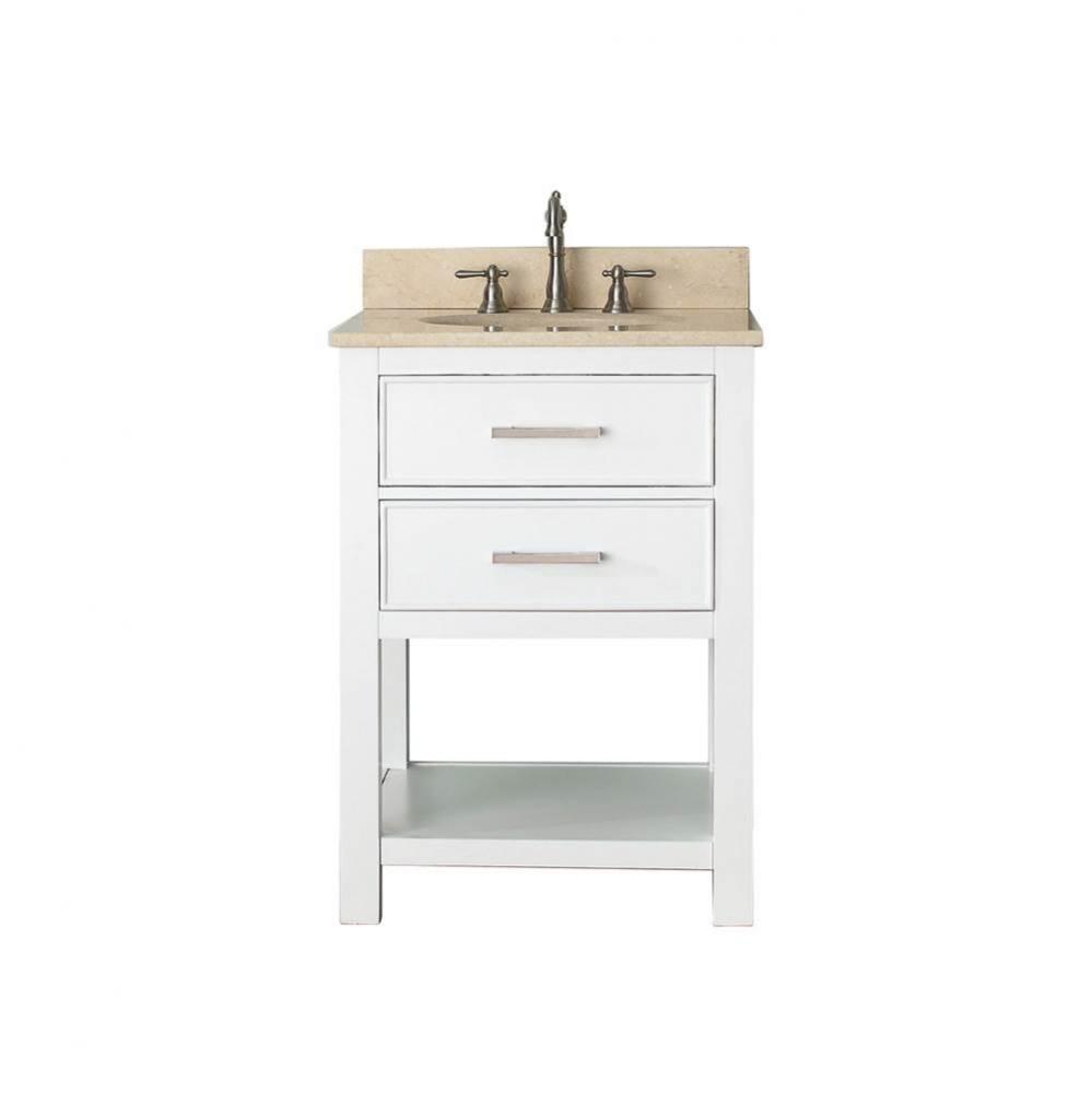 Avanity Brooks 25 in. Vanity in White finish with Galala Beige Marble Top