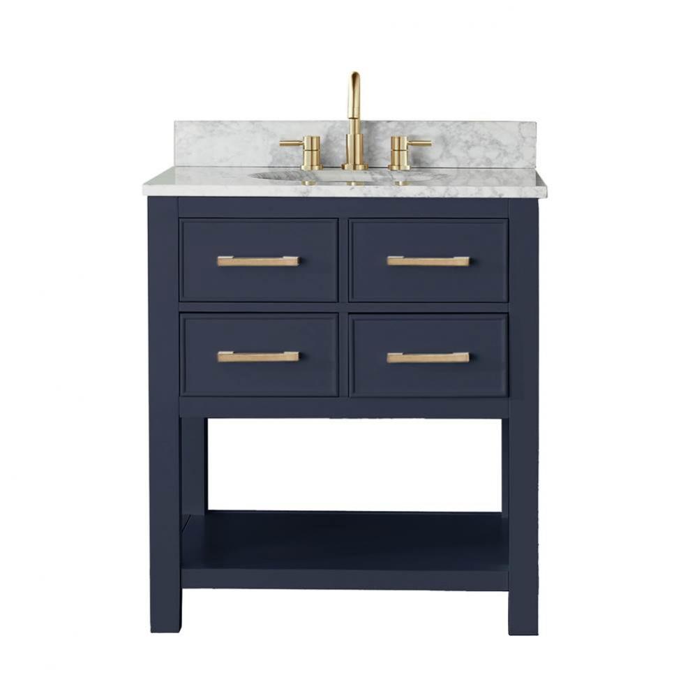 Avanity Brooks 31 in. Vanity in Navy Blue with Carrara White Marble Top