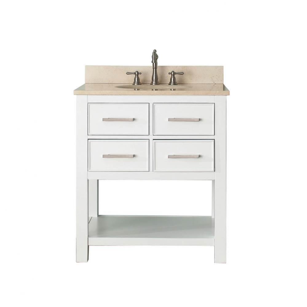 Avanity Brooks 31 in. Vanity in White finish with Galala Beige Marble Top