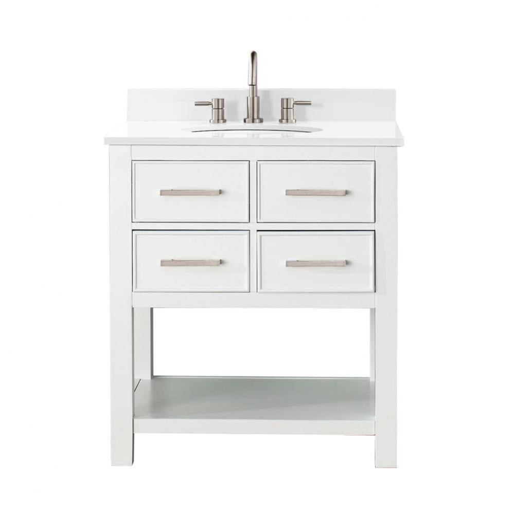 Avanity Brooks 31 in. Vanity in White finish with Engineered White Stone Top