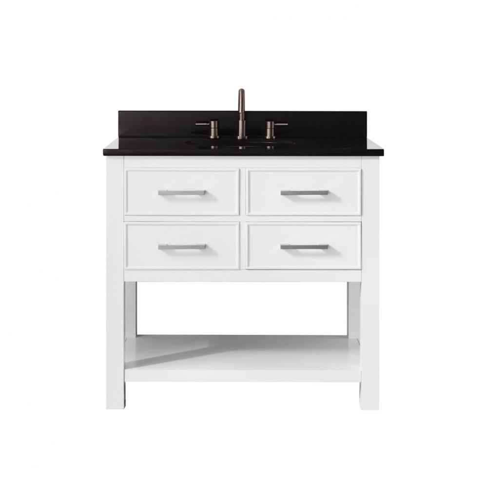 Avanity Brooks 37 in. Vanity in White finish with Black Granite Top