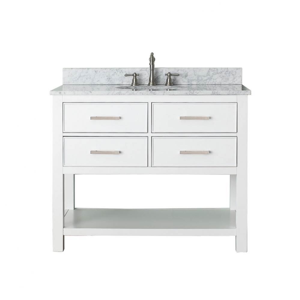 Avanity Brooks 43 in. Vanity in White finish with Carrara White Marble Top