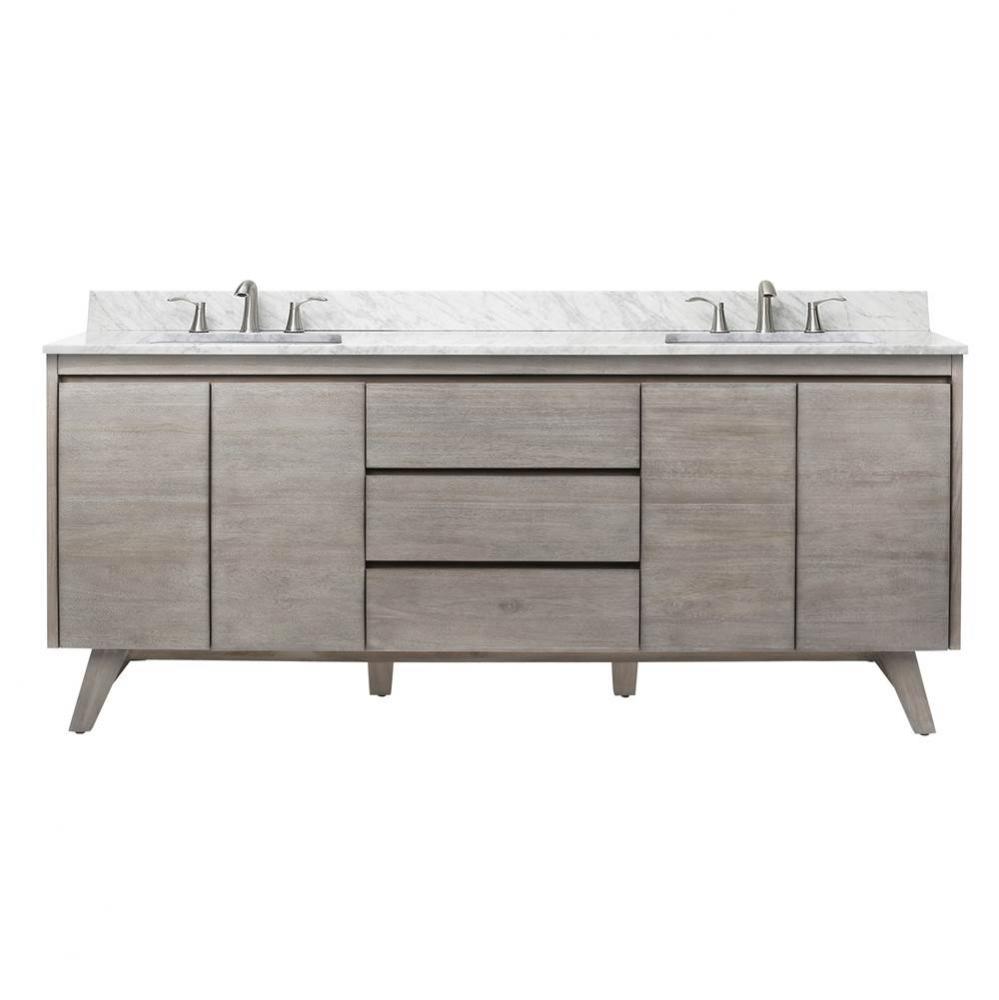 Avanity Coventry 73 in. Vanity Combo in Gray Teak with Carrara White Marble Top