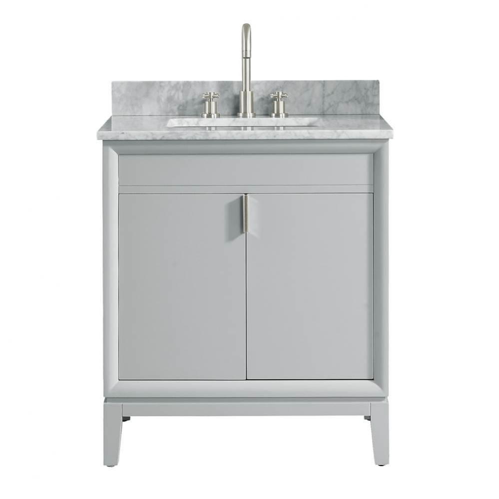 Avanity Emma 31 in. Vanity Combo in Dove Gray with Carrara White Marble Top