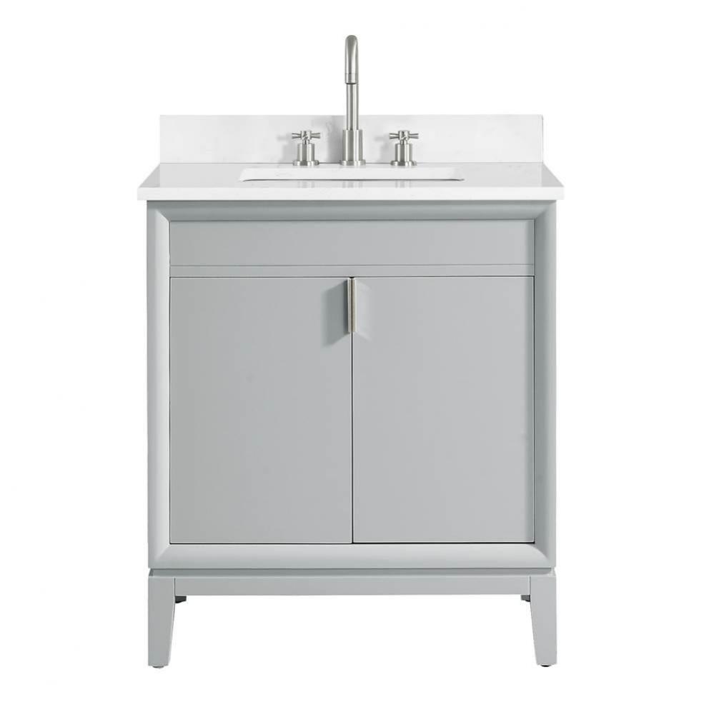 Avanity Emma 31 in. Vanity Combo in Dove Gray finish with Cala White Engineered Stone Top