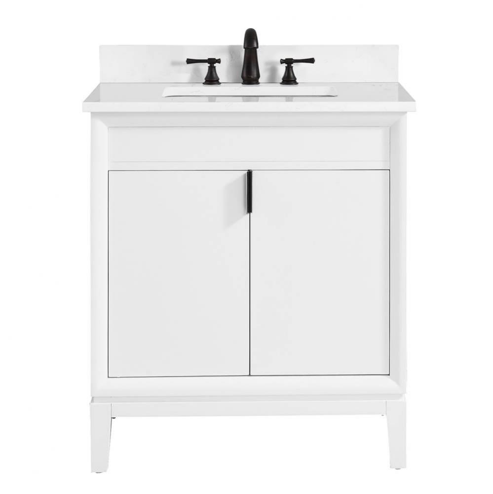 Avanity Emma 31 in. Vanity Combo in White finish with Cala White Engineered Stone Top