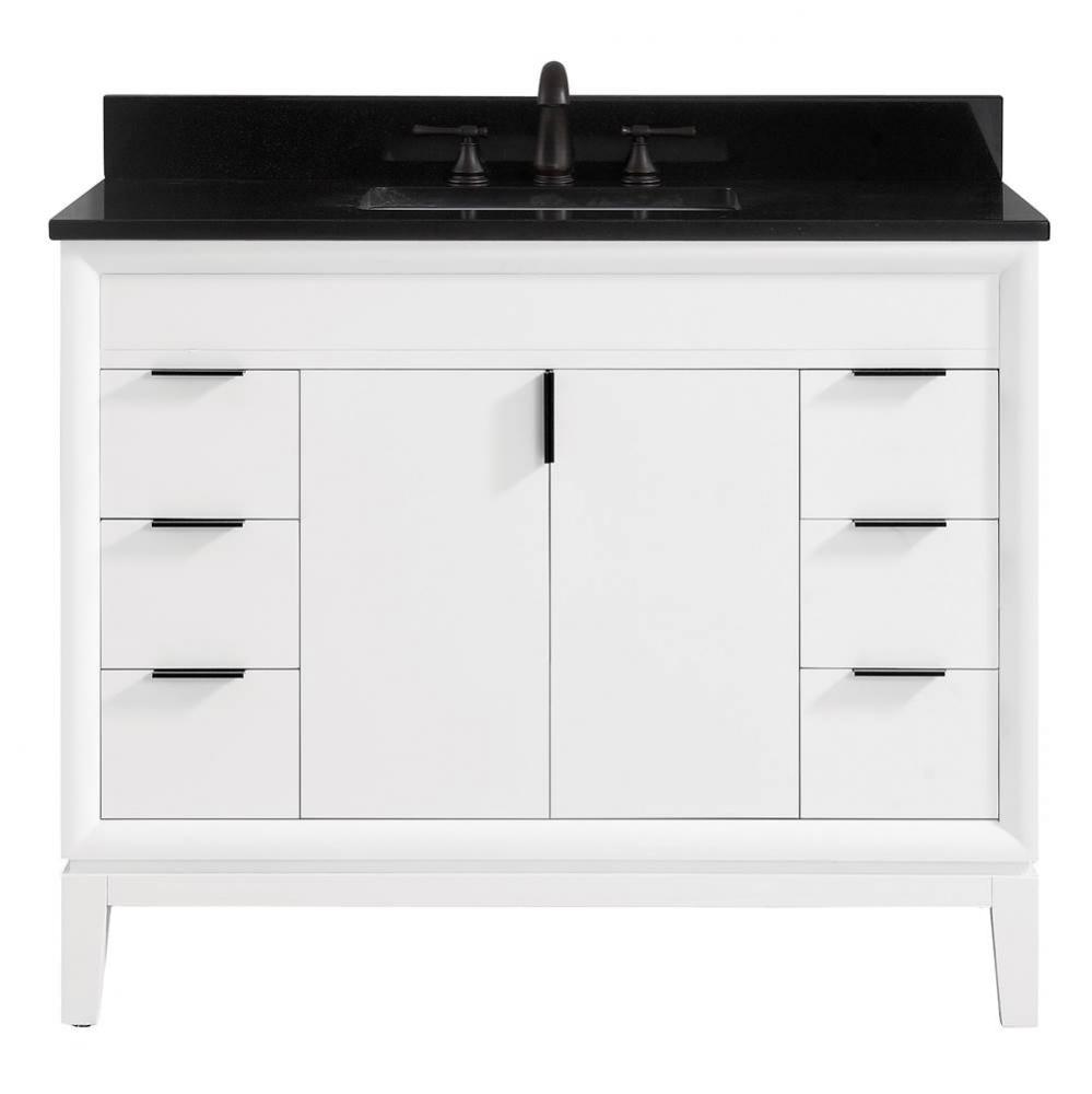 Avanity Emma 43 in. Vanity Combo in White with Black Granite Top