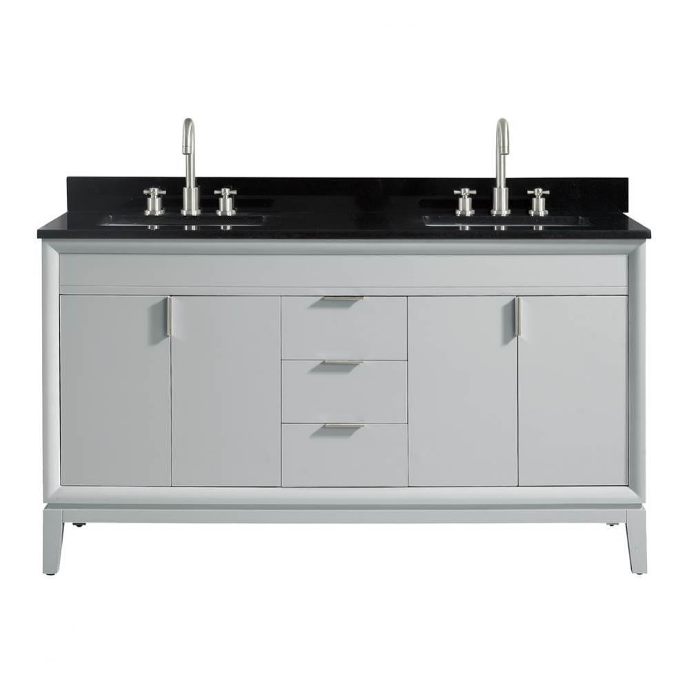 Avanity Emma 61 in. Vanity Combo in Dove Gray with Black Granite Top