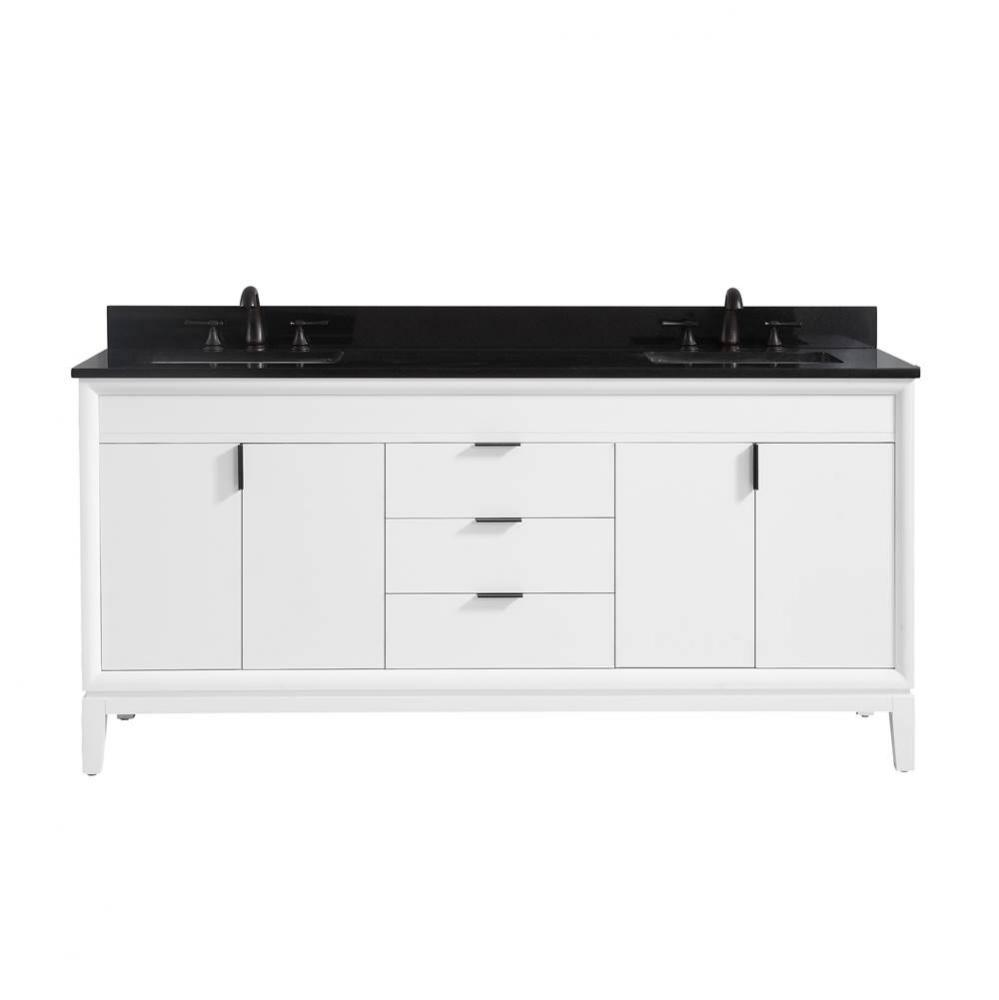 Avanity Emma 73 in. Vanity Combo in White with Black Granite Top