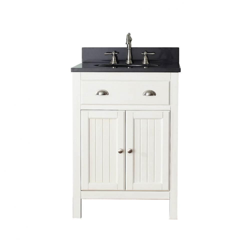 Avanity Hamilton 25 in. Vanity in French White finish with Black Granite Top