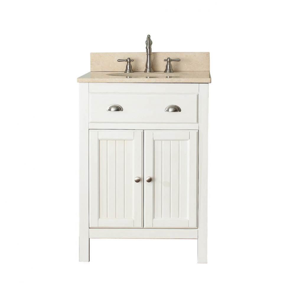 Avanity Hamilton 25 in. Vanity in French White finish with Galala Beige Marble Top