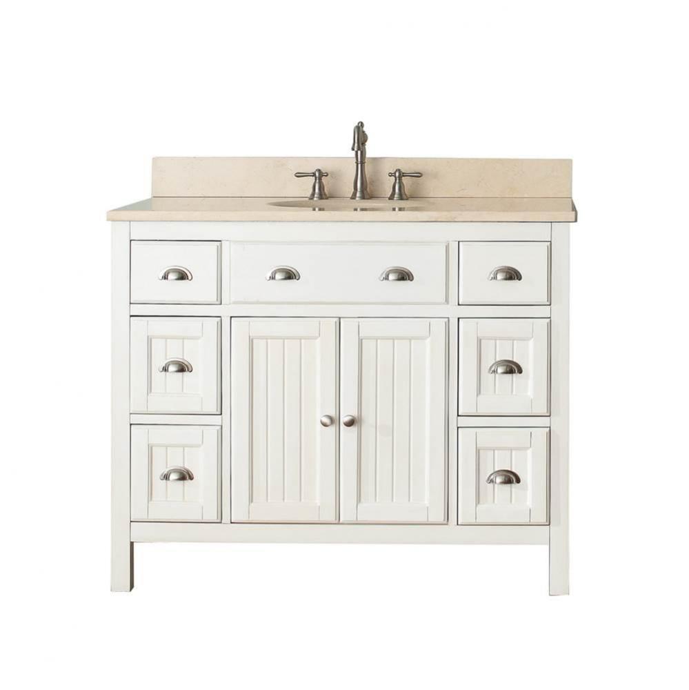 Avanity Hamilton 43 in. Vanity in French White finish with Galala Beige Marble Top