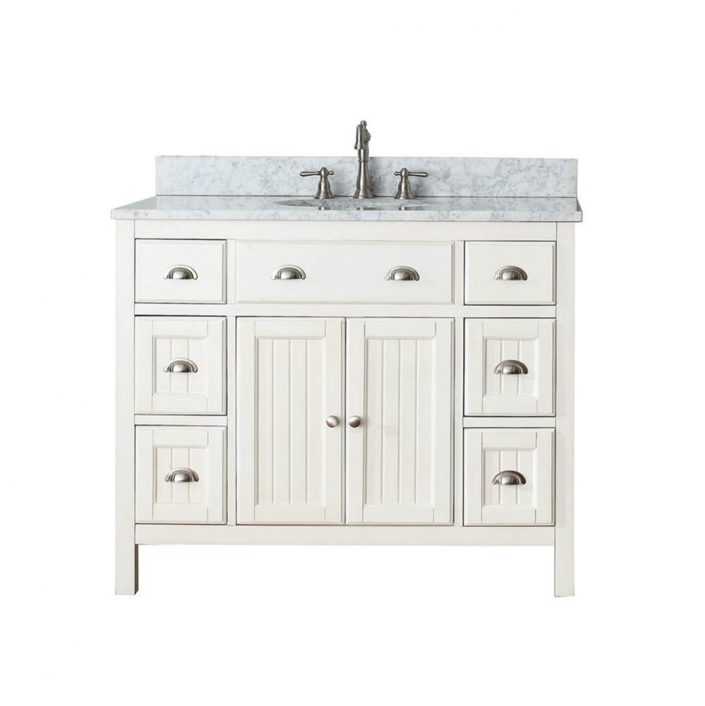 Avanity Hamilton 43 in. Vanity in French White finish with Carrara White Marble Top