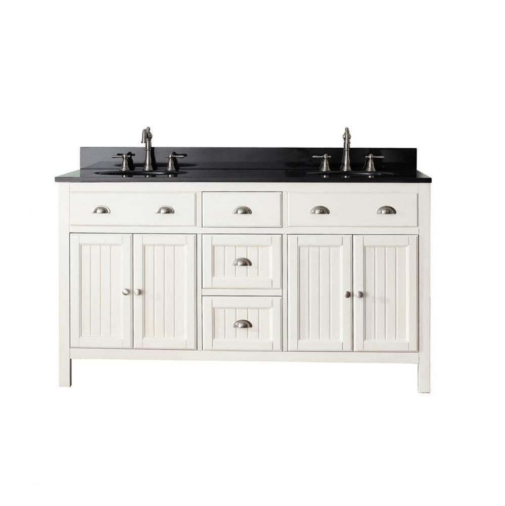 Avanity Hamilton 61 in. Double Vanity in French White finish with Black Granite Top