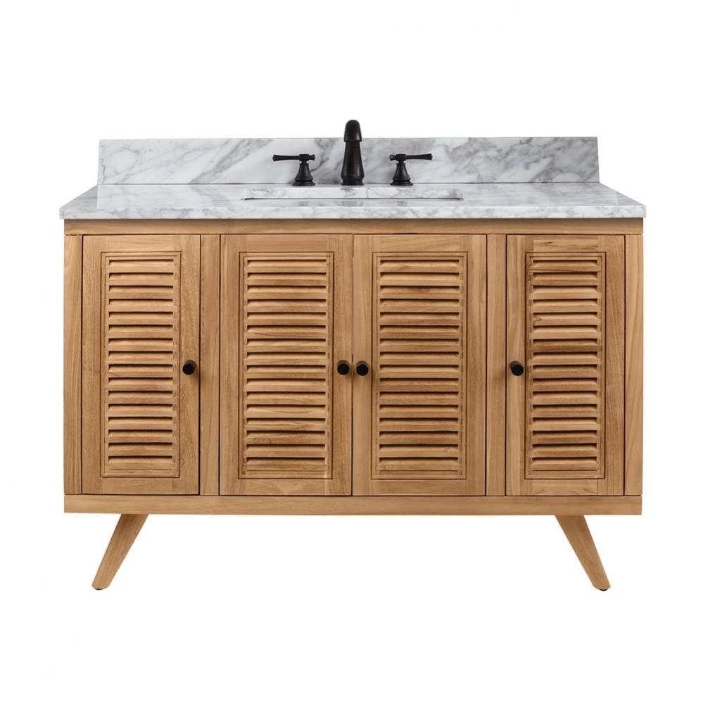 Avanity Harper 49 in. Vanity Combo in Natural Teak with Carrara White Marble Top