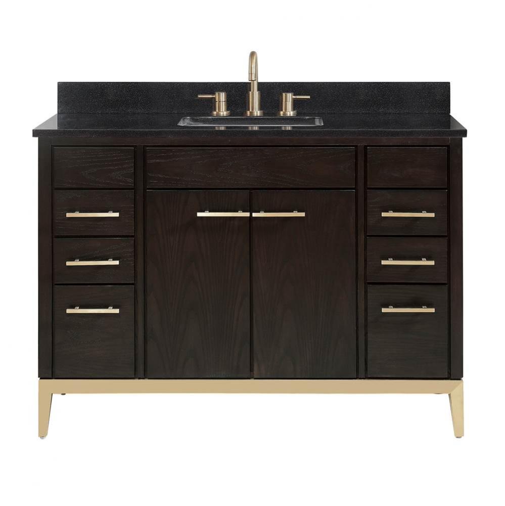 Avanity Hepburn 49 in. Vanity Combo in Dark Chocolate with Black Granite Top