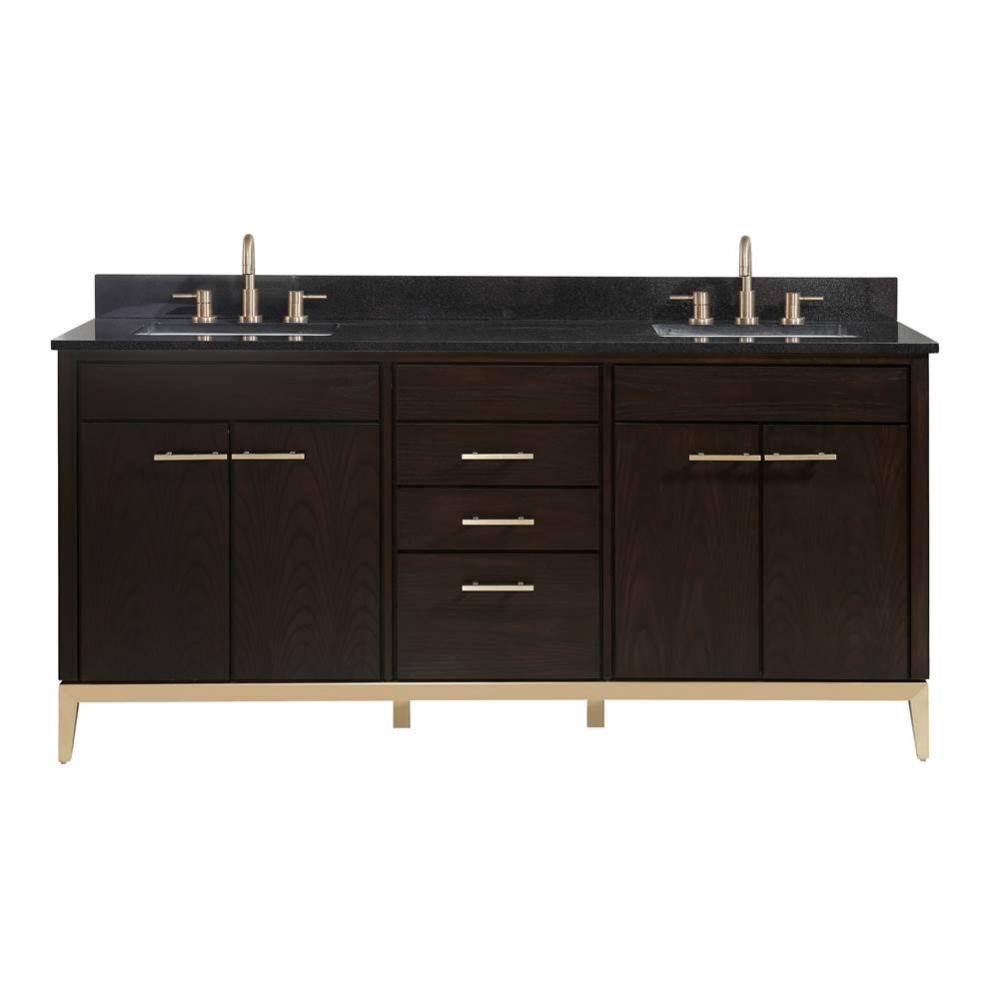 Avanity Hepburn 73 in. Vanity Combo in Dark Chocolate with Black Granite Top