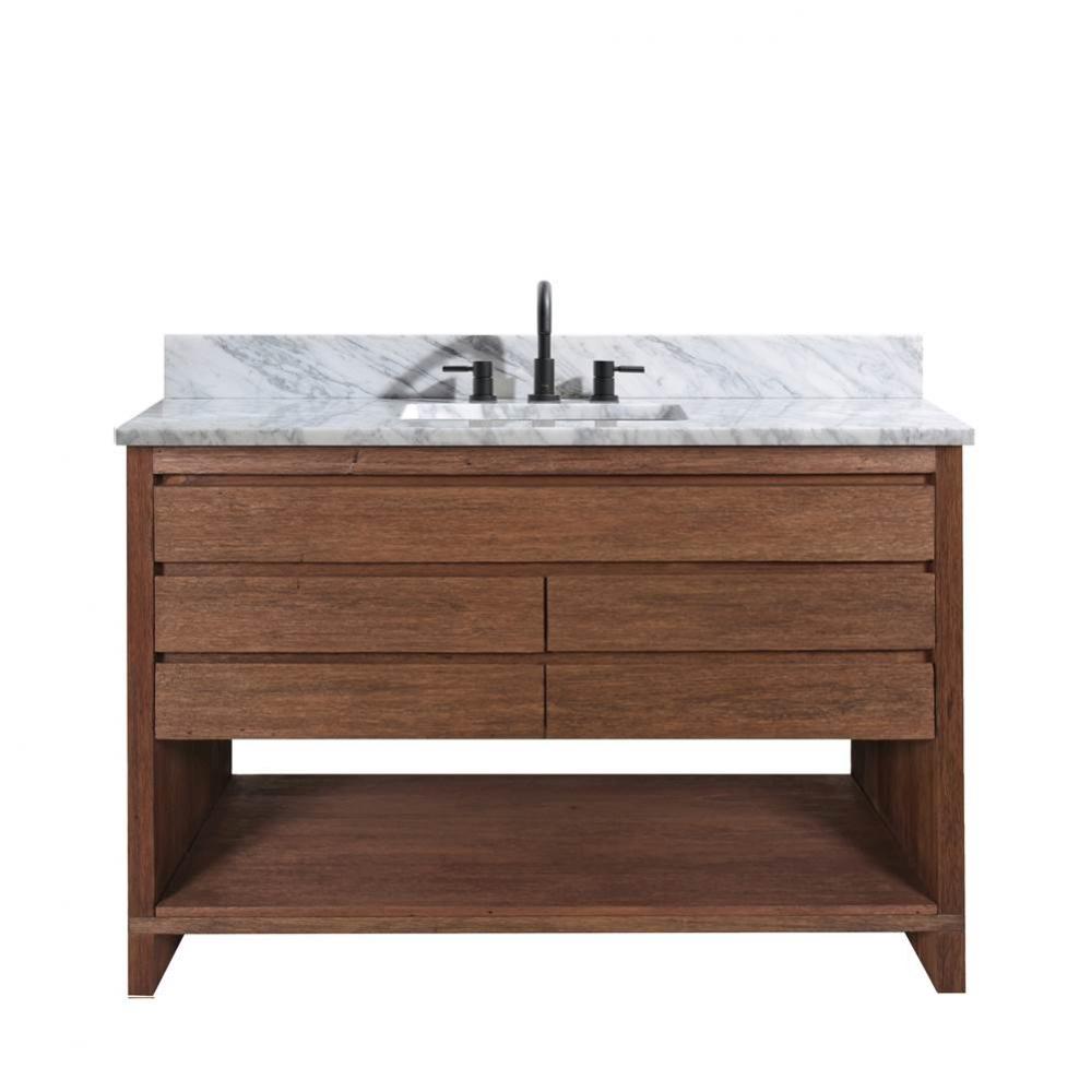 Avanity Kai 49 in. Vanity in Brown Reclaimed Wood with Carrara White Marble Top