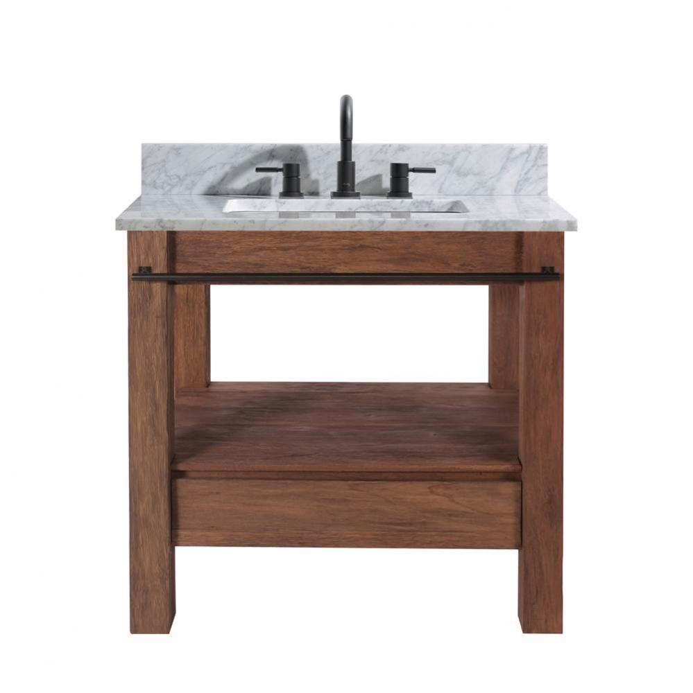 Avanity Kayden 31 in. Vanity in Brown Reclaimed Wood with Carrara White Marble Top