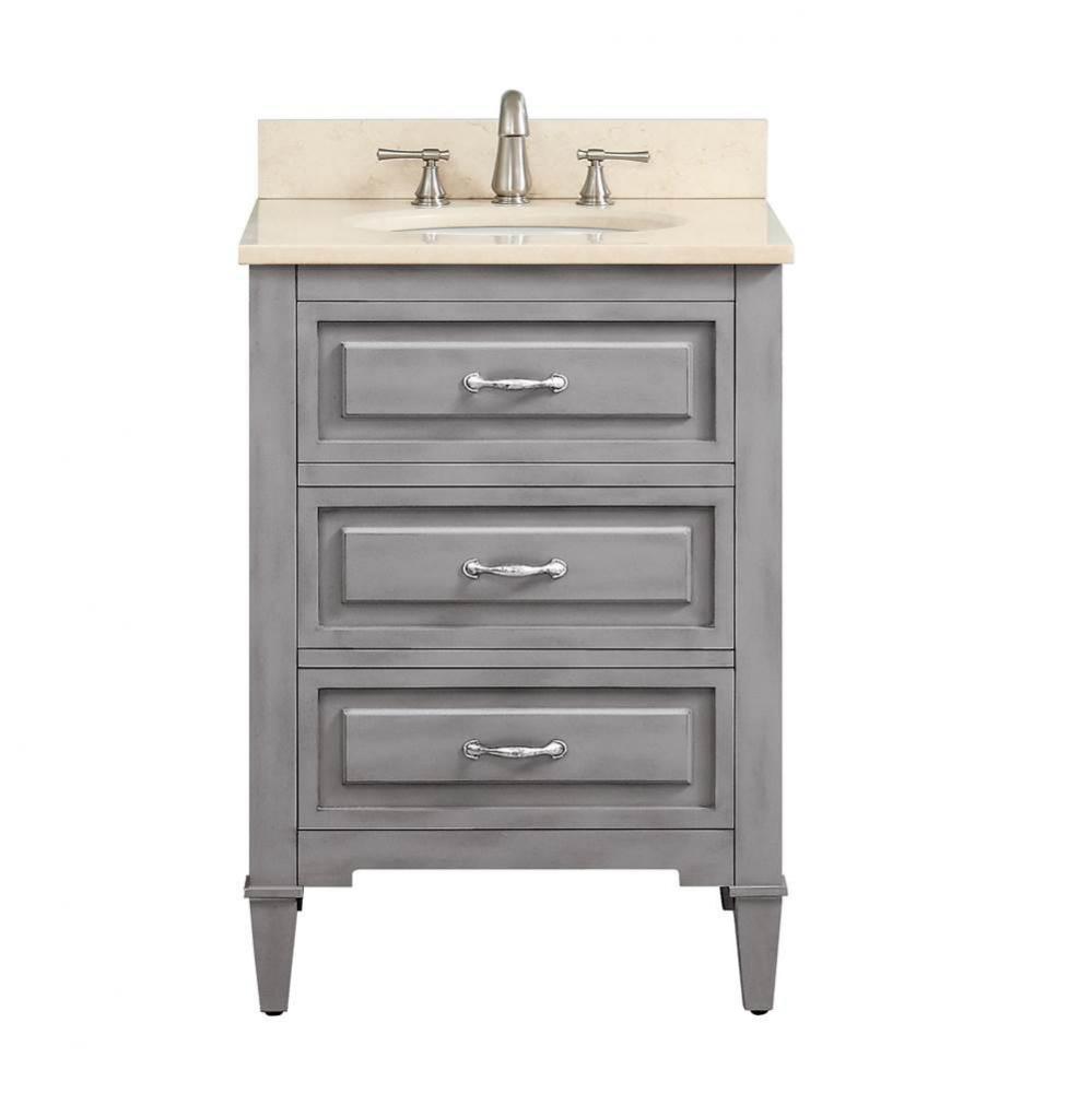 Avanity Kelly 25 in. Vanity in Grayish Blue finish with Galala Beige Marble Top