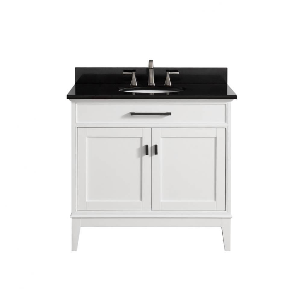 Avanity Madison 37 in. Vanity in White finish with Black Granite Top