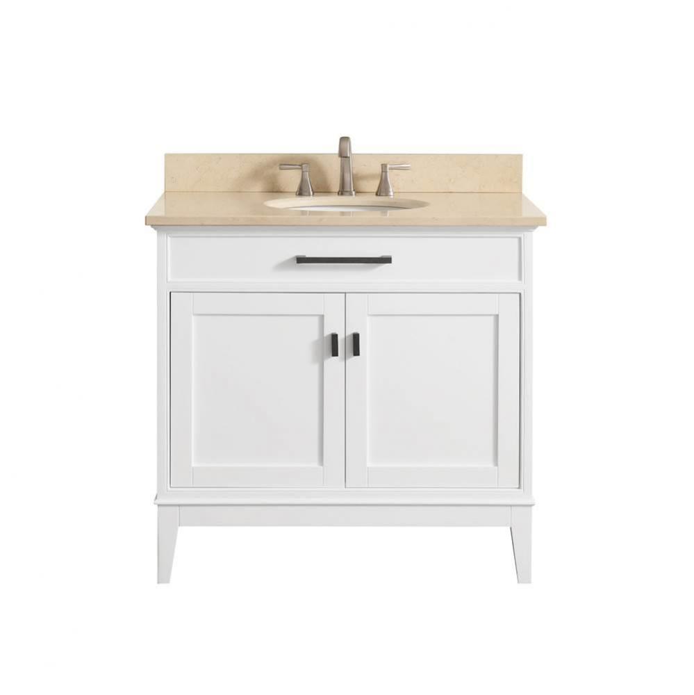 Avanity Madison 37 in. Vanity in White finish with Galala Beige Marble Top