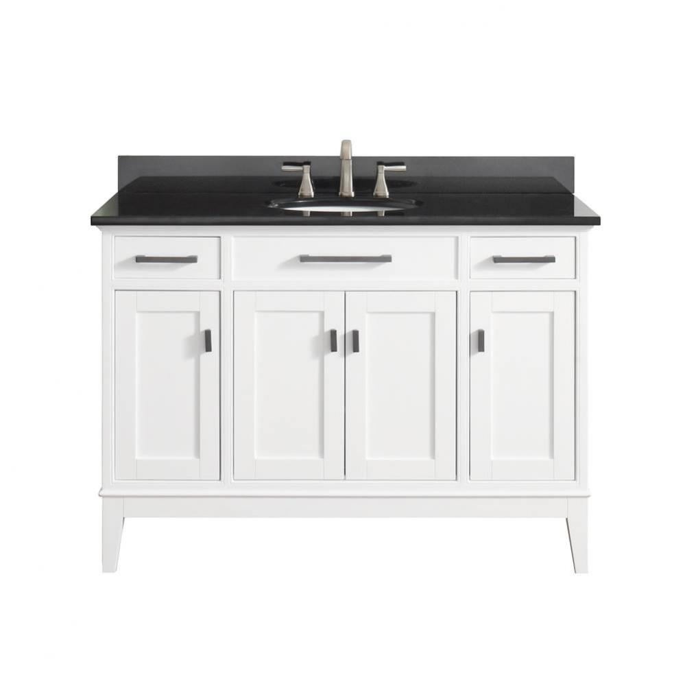 Avanity Madison 49 in. Vanity in White finish with Black Granite Top