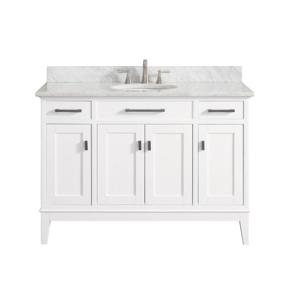 Avanity Madison 49 in. Vanity in White finish with Carrara White Marble Top