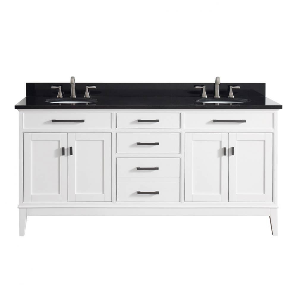 Avanity Madison 73 in. Double Vanity in White finish with Black Granite Top