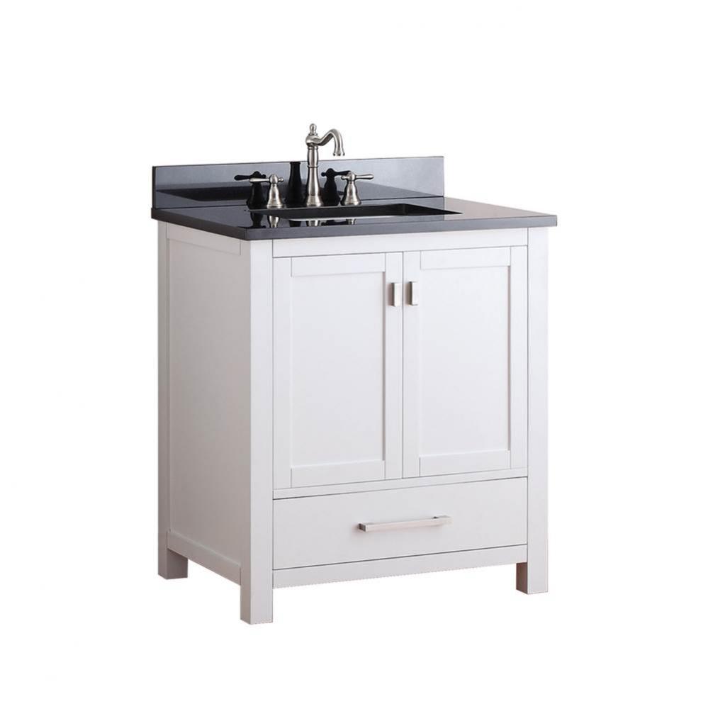 Avanity Modero 31 in. Vanity in White finish with Black Granite Top