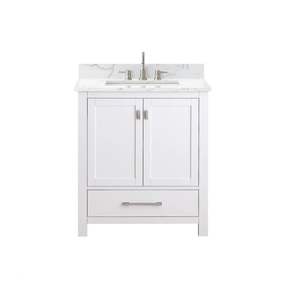 Avanity Modero 31 in. Vanity in White finish with Cala White Engineered Stone Top