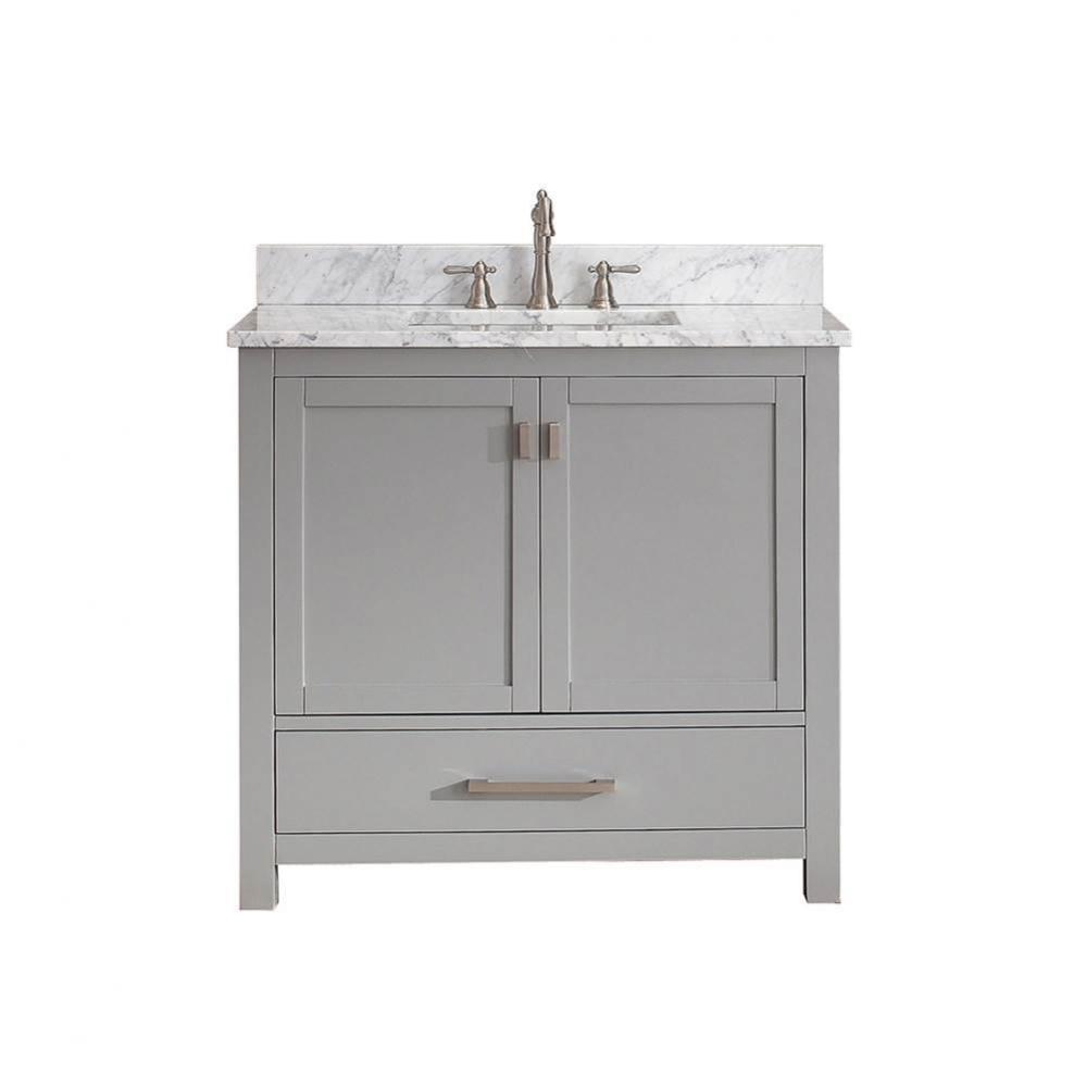 Avanity Modero 37 in. Vanity in Chilled Gray finish with Carrara White Marble Top