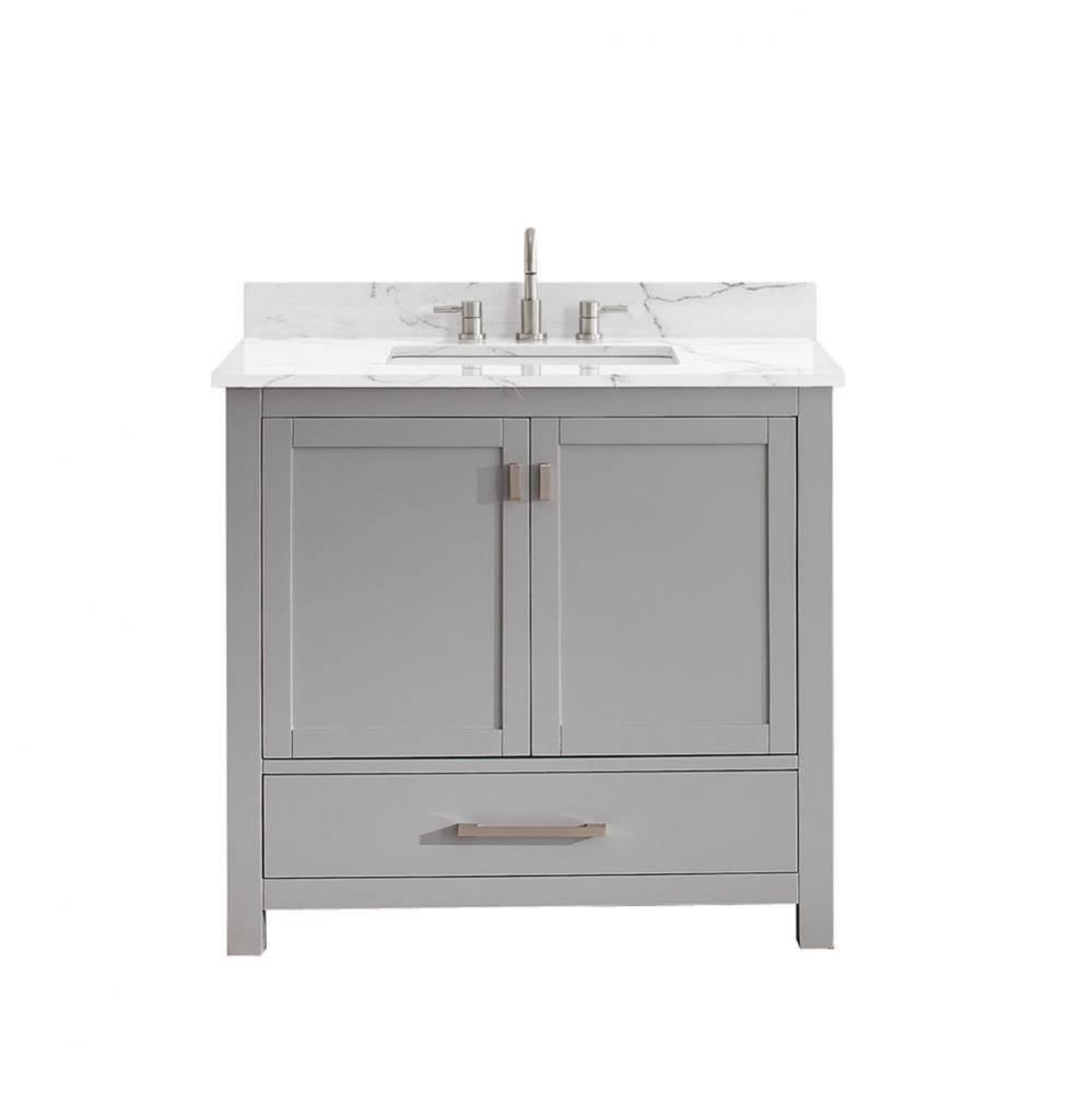 Avanity Modero 37 in. Vanity in Chilled Gray finish with Cala White Engineered Stone Top