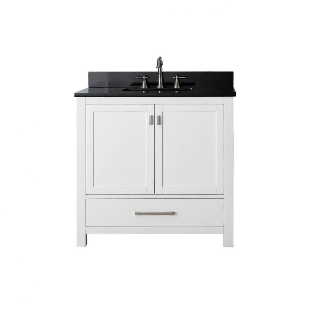 Avanity Modero 37 in. Vanity in White finish with Black Granite Top