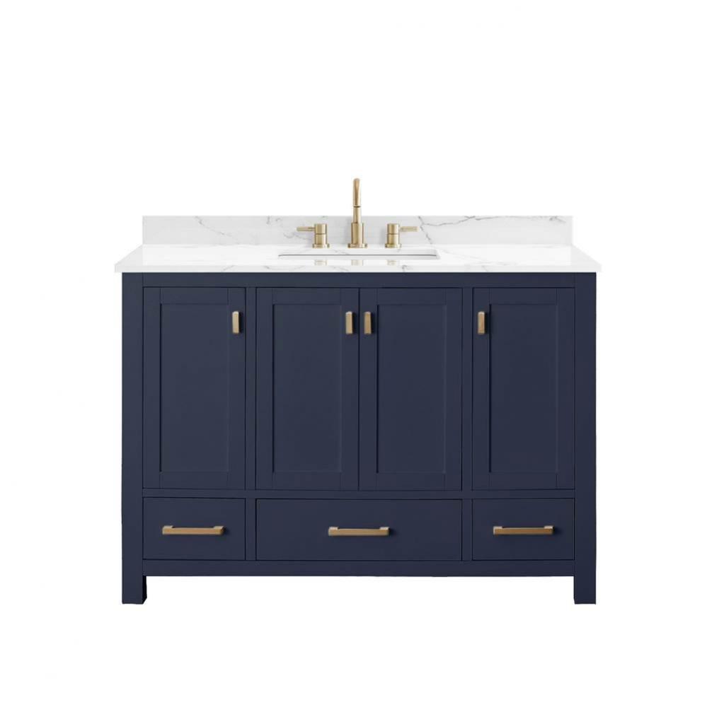 Avanity Modero 49 in. Vanity in Navy Blue with Cala White Engineered Stone Top