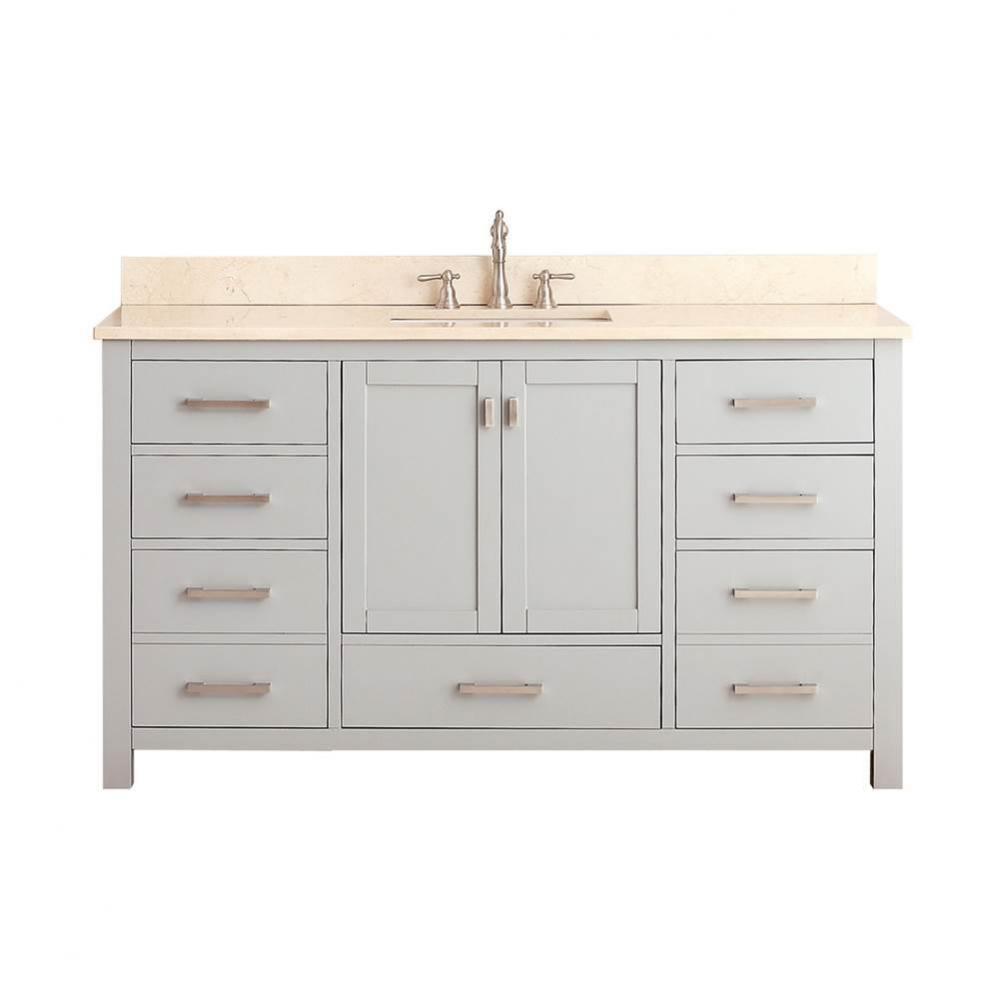 Avanity Modero 61 in. Single Vanity in Chilled Gray finish with Galala Beige Marble Top