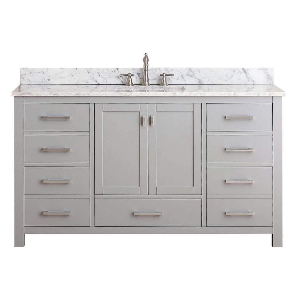 Avanity Modero 61 in. Single Vanity in Chilled Gray finish with Carrara White Marble Top