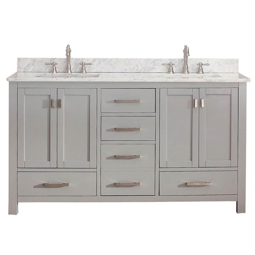 Avanity Modero 61 in. Double Vanity in Chilled Gray finish with Carrara White Marble Top