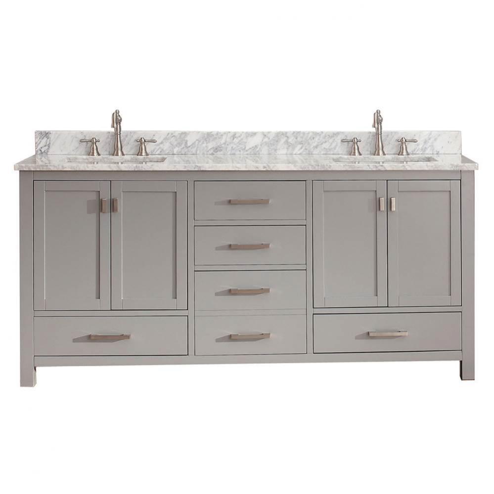 Avanity Modero 73 in. Double Vanity in Chilled Gray finish with Carrara White Marble Top