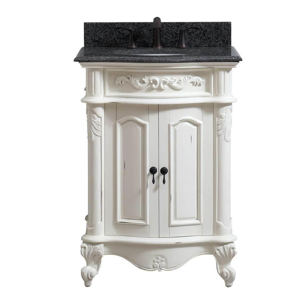 Avanity Provence 25 in. Vanity in Antique White finish with Impala Black Granite Top