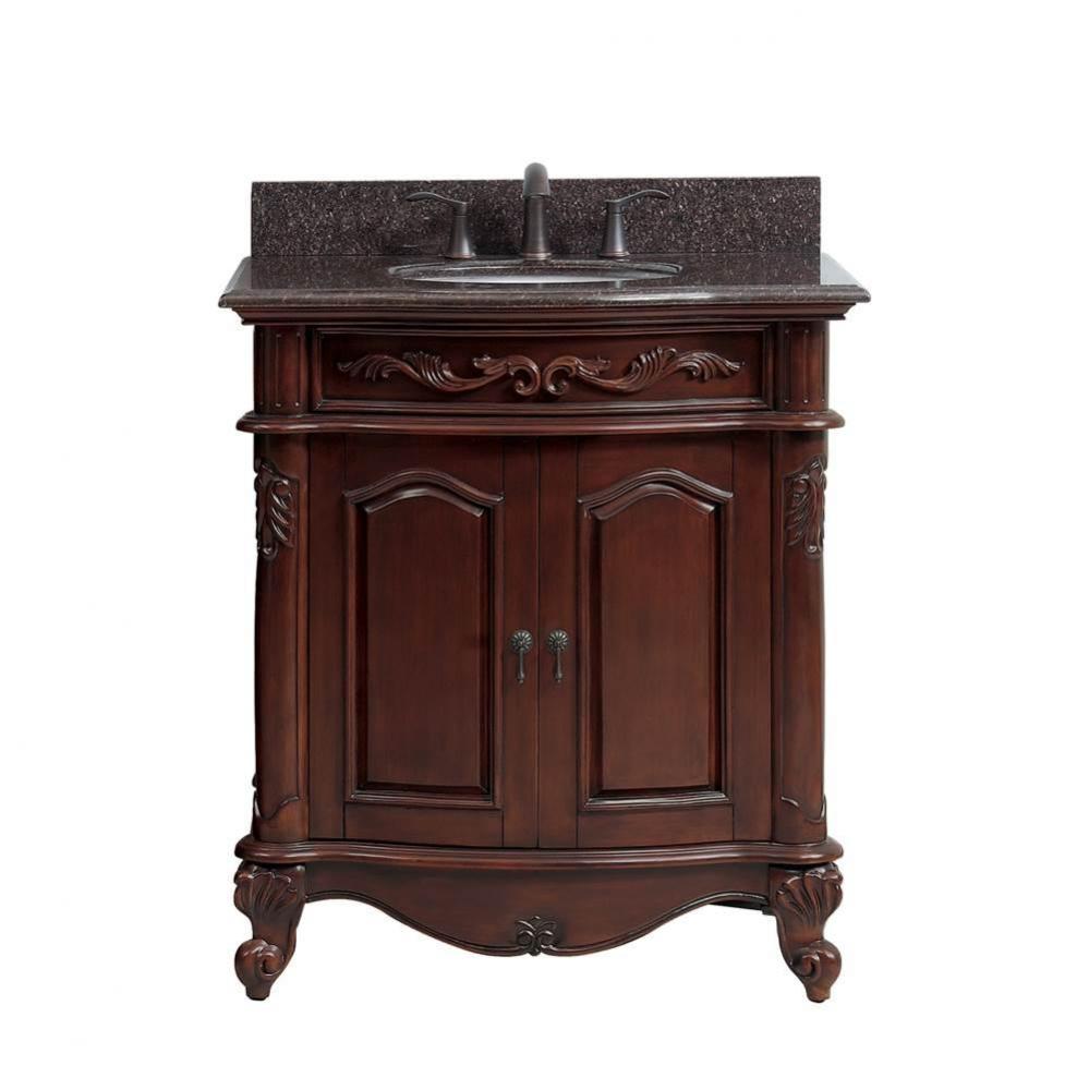 Avanity Provence 31 in. Vanity in Antique Cherry finish with Imperial Brown Granite Top