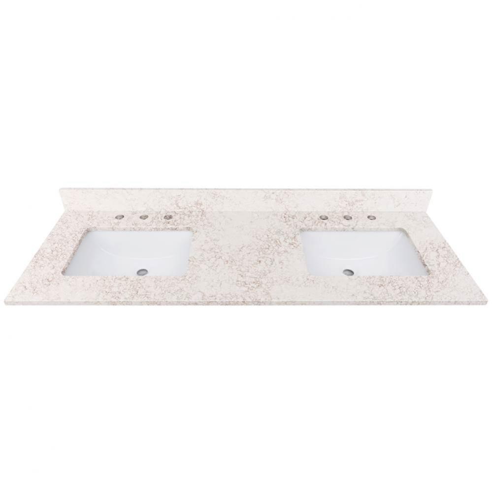 Avanity 61 in. Lotte Radianz Alluring Quartz Top with Dual Rectangular Sinks